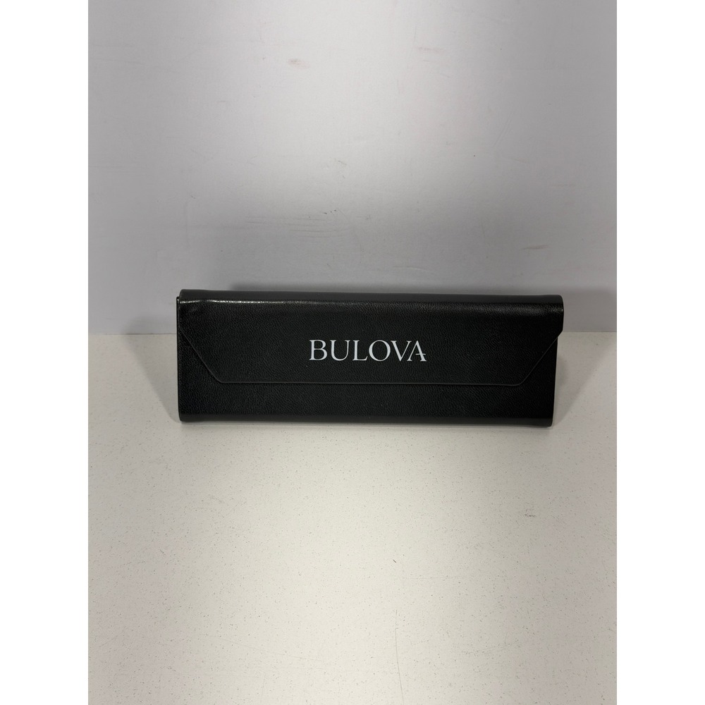 Bulova Black Collapsible Triangular Eyeglass Case Faux Leather Hard Shell